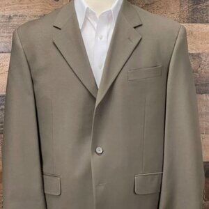 Men’s Alfani Taupe Green 3 button Jacket Suite Coat Olive  Blazer Size 42L